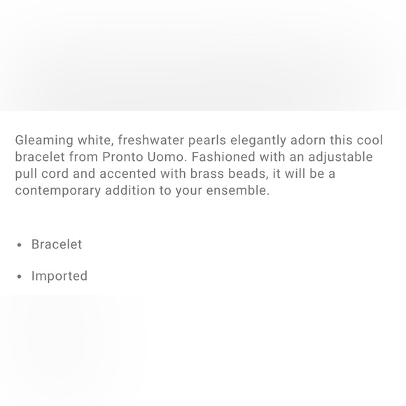 Pronto Uomo White Pearl Bracelet New! - Picture 8 of 10